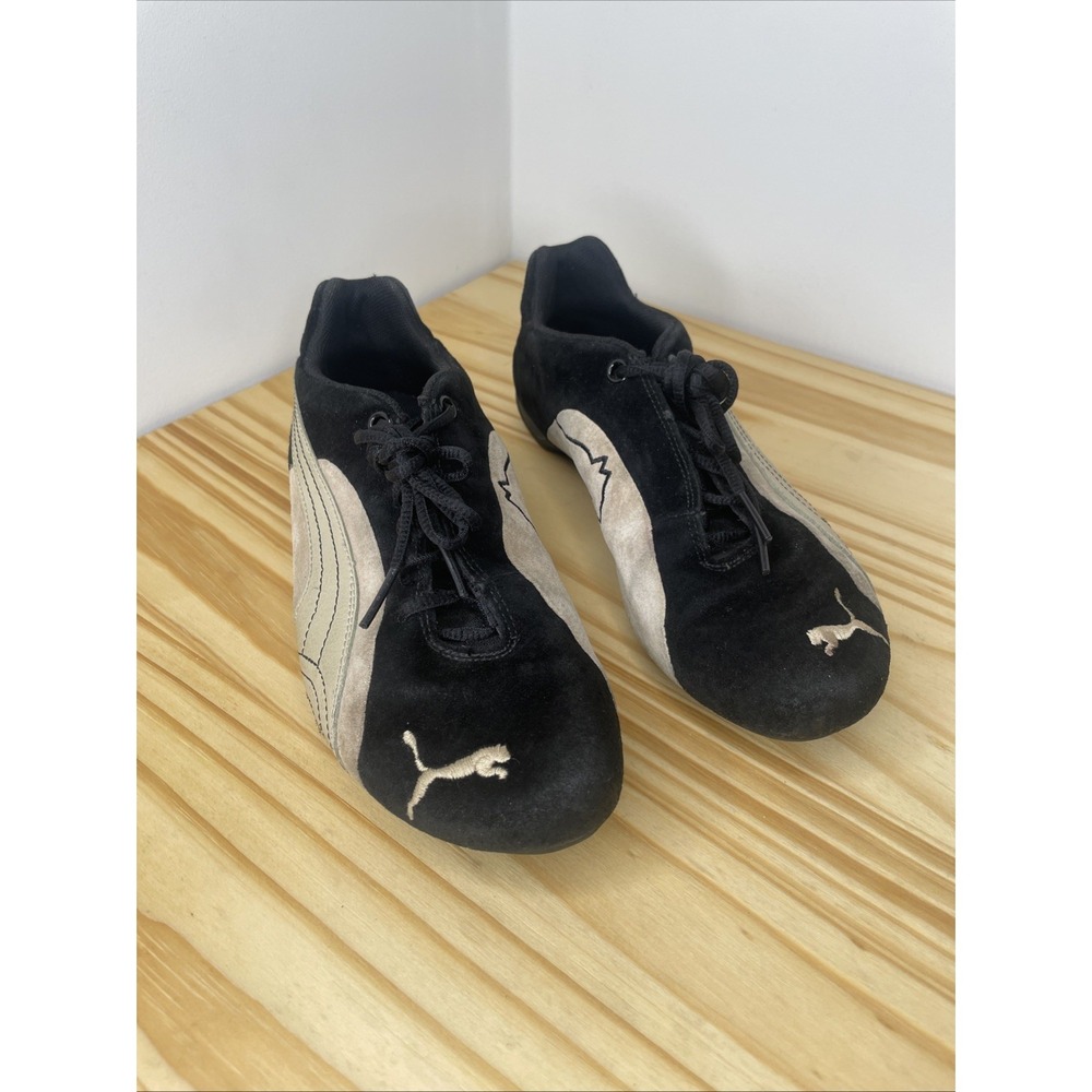 RARE VINTAGE PUMA SPEEDCAT Womens Size 7 Black Tan Brown Suede Sneakers